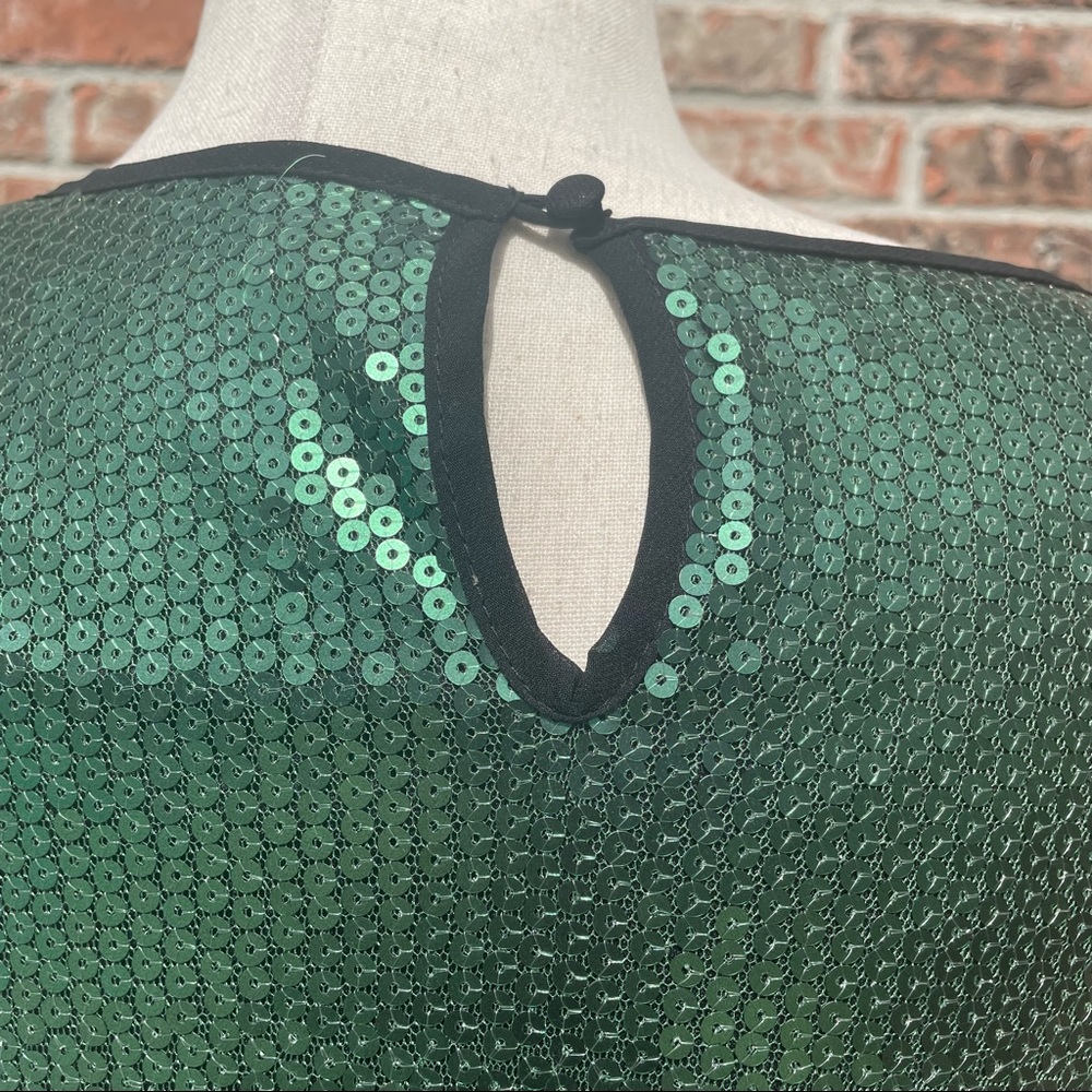 Romeo & Juliet Couture fully sequined green blouse / S / EUC - Picture 12 of 16